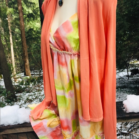 Alfani molted sherbet colored cotton chemisenight dress,HP25 - Picture 2 of 15